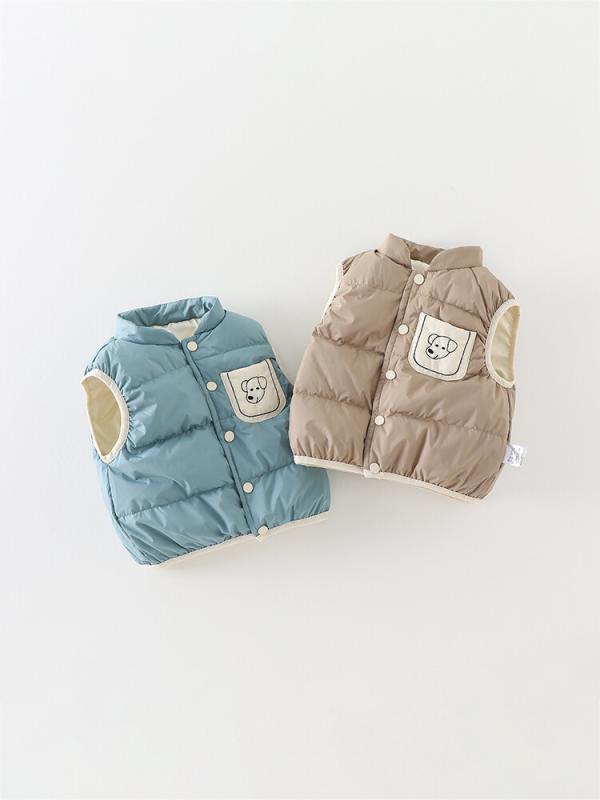 ベビー服 ダウンベスト 男の子 秋冬 子供用 軽量 薄手 アウター チョッキ 防寒 カートゥーン柄 ポリエステル100% 75g 73CM 80cm 90cm 100cm 110cm
