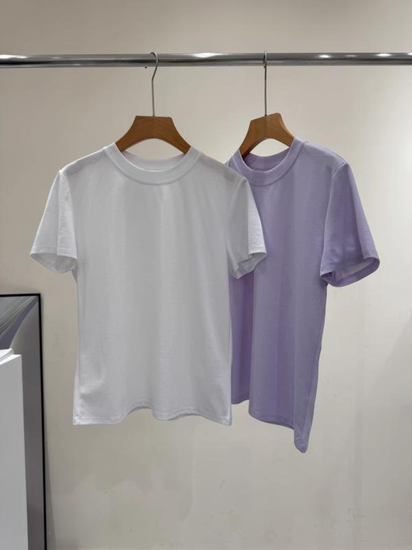 Tシャツ レディース 半袖 接触冷感 再生繊維 トップス ラウンドネック 薄手 無地 きれいめ 通勤 オフィス カジュアル 春夏2