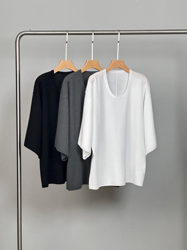 Tシャツ レディース 接触冷感 Uネック 半袖 カットソー 伸縮性 無地 普段使い 部屋着2