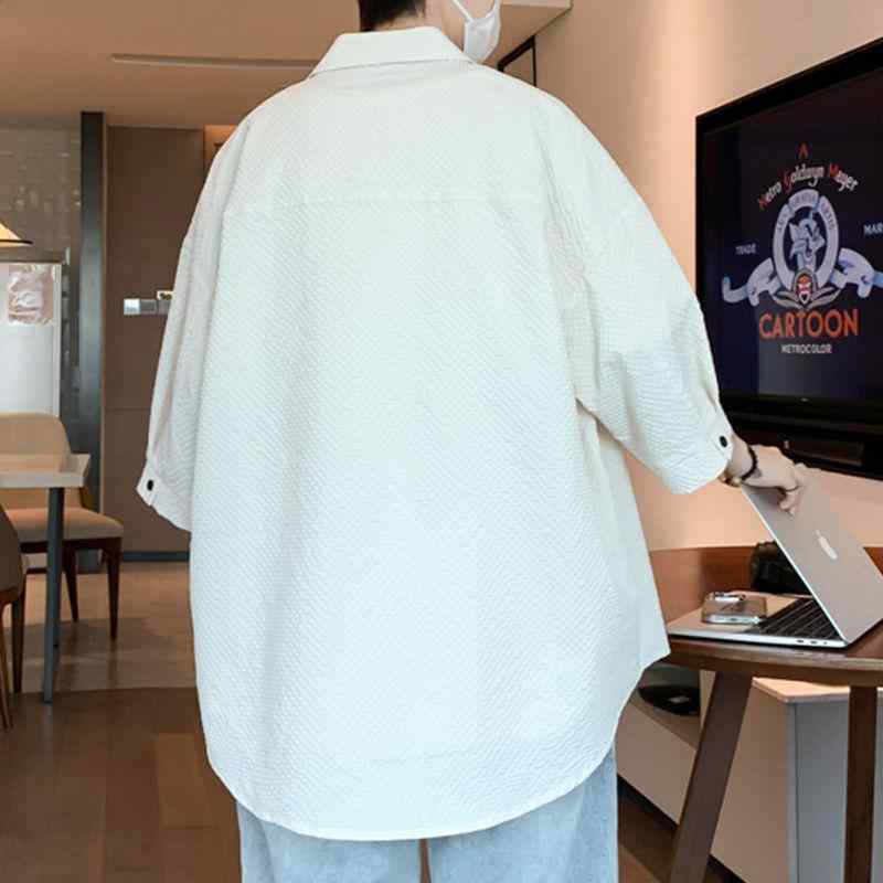 シャツ メンズ 男性用 トップス 7分袖 麻 リネン 春夏 薄手 高校生 大学生 ゆったり 通気性
