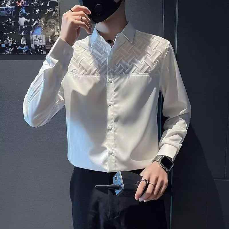シャツ メンズ 長袖 リネン 春秋 立襟 無地 カジュアルシャツ トップス 男性用 白 黒 M L XL 2XL 3XL