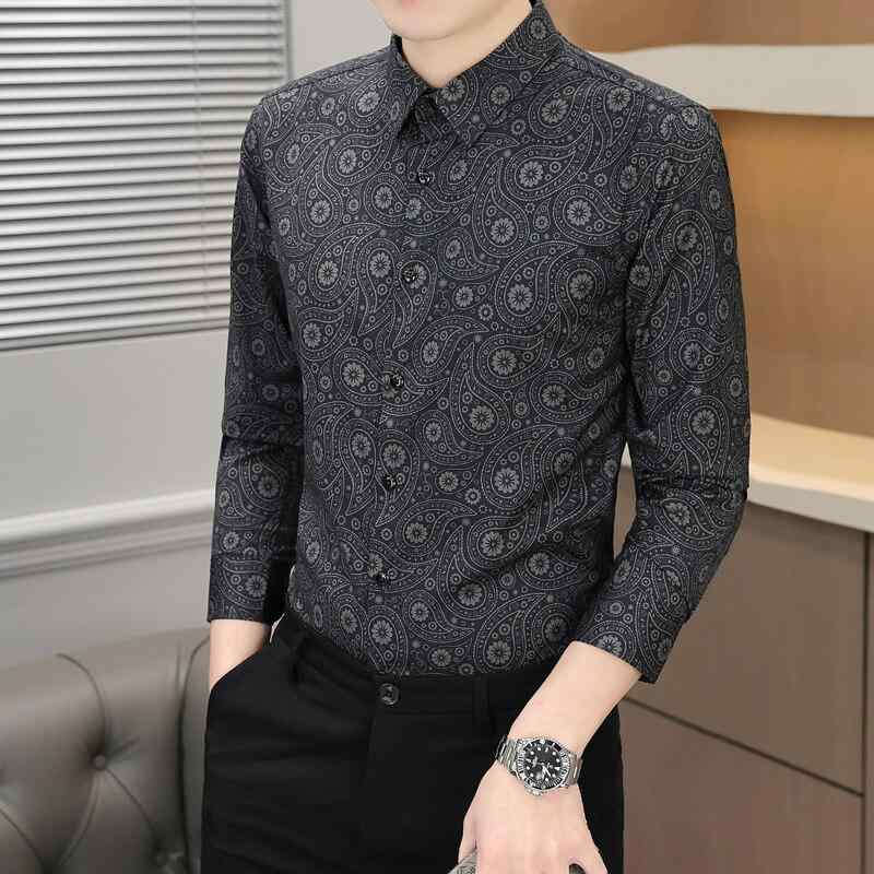 シャツ 男性用 長袖 麻 リネン混紡 接触冷感 普段使い ビジネス カジュアル グレー ブラック ブルー ネイビー M L XL 2XL 3XL 4XL