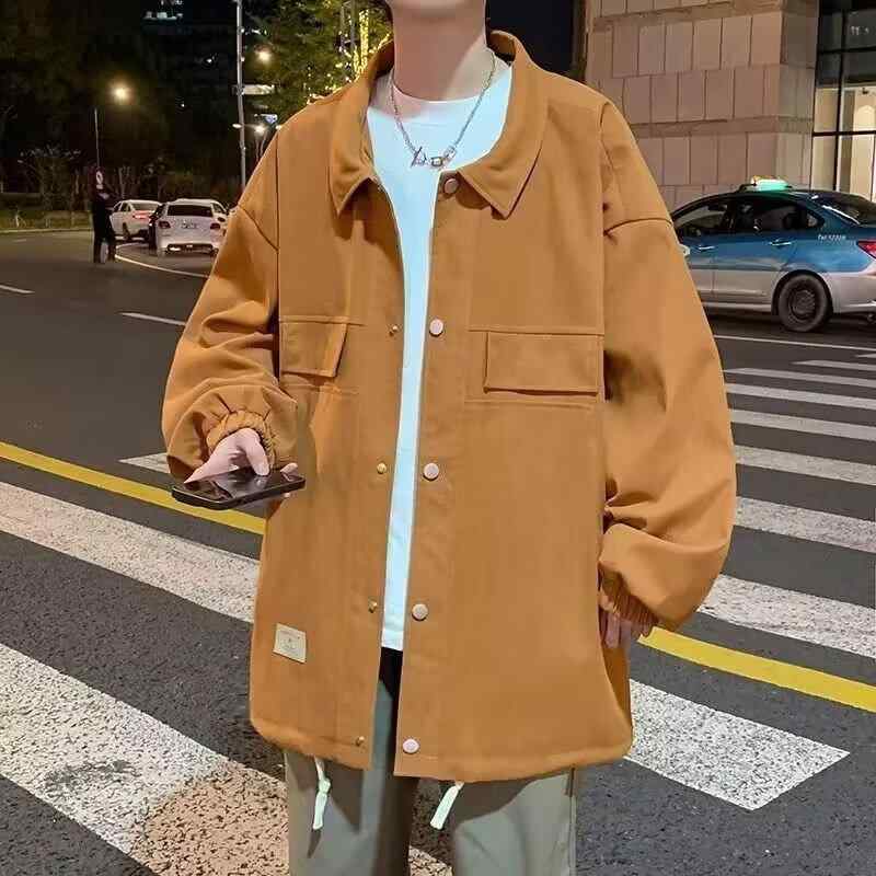 シャツ 男性用 スエード調 ジャケット ブルゾン ゆったりめ カジュアル カーキ ブラック 秋服