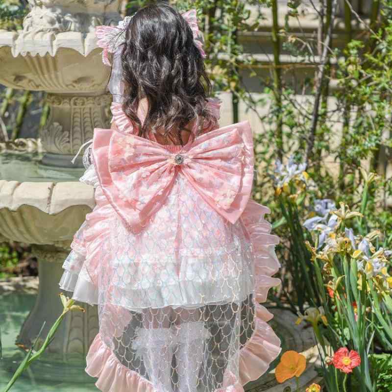 ワンピース キッズ ロリータ 花柄 花の妖精 プリンセス 子供 誕生日 パーティードレス チュール スカート 半袖 発表会 結婚式 かわいい 華やか 上品 女の子 夏