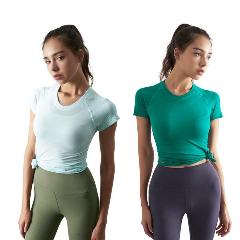 ヨガウェア レディース Tシャツ 半袖 伸縮性 無地 水色系 黄色系 ピンク系 赤系 緑系 ジム ランニング トレーニング スポーツ 春夏 秋冬 ナイロン2