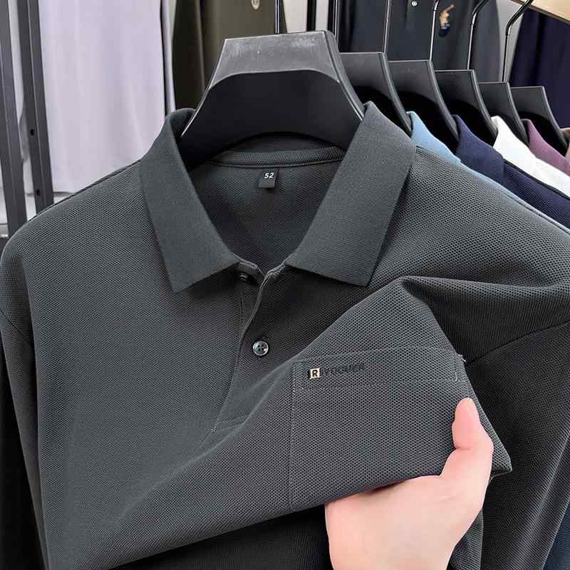 Tシャツ 男性用 ポロシャツ 長袖 コットン 混紡 普段使い 部屋着 翻襟 カットソー トップス
