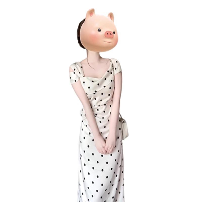 ワンピース レディース 春夏 リゾート Aライン ノースリーブ ロングワンピース 水玉柄 ドット柄 ゆったり かわいい きれいめ フェミニン パーティー お呼ばれ2