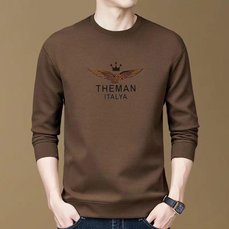 Tシャツ メンズ 薄手 スウェット トレーナー 長袖 秋 冬 綿 混紡 ゆったり トップス カットソー カフェ色 赤 深グレー 豆グリーン ラクダ色 草色 中間グレー 黒 落ち着いた色合い