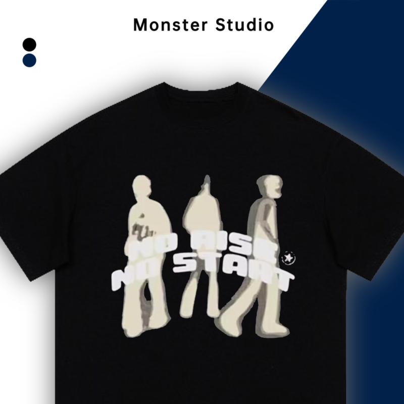 Tシャツ 男性用 ビッグシルエット 半袖Tシャツ コットン クルーネック アメカジ ストリート プリントTシャツ 接触冷感 吸湿速乾 ブラック系