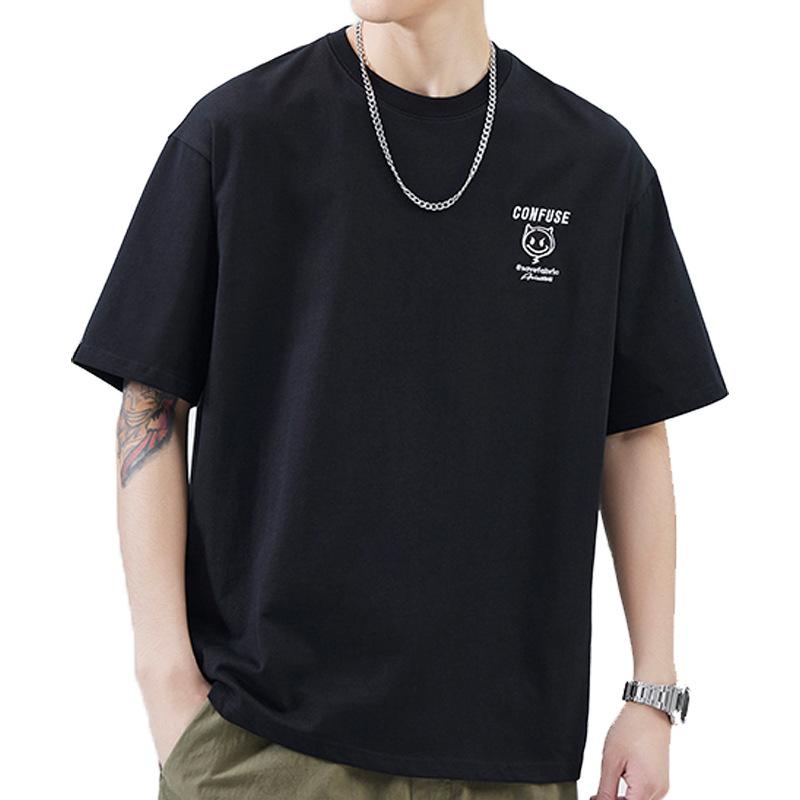 Tシャツ メンズ 男性用 半袖 コットン トップス 春夏 ゆったり プリント 丸首 カットソー カジュアル 日常着