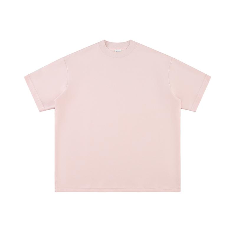 Tシャツ 男性用 コットン トップス 無地 ルーズフィット 半袖 カットソー 280g 厚手 スポーツ 普段使い カジュアル ホワイト 花灰色 ピンク系