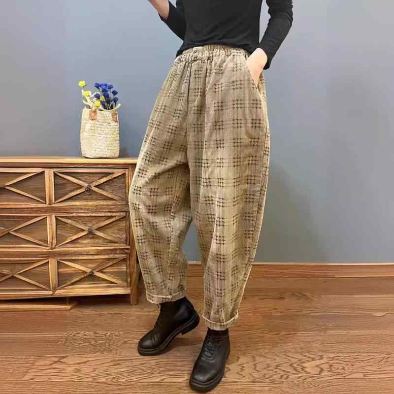 パンツ レディース 大きいサイズ コーデュロイパンツ ゆったり リラックス イージーパンツ 文芸風 カジュアル カーキ ブラック グレー2