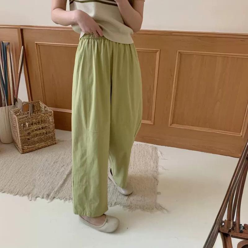 カジュアルパンツ レディース 春秋 9分丈 ハーレムパンツ ゆったり ハイウエスト 無地 綿 ベージュ 果緑 カーキ ブラック リラックス 韓国ファッション2