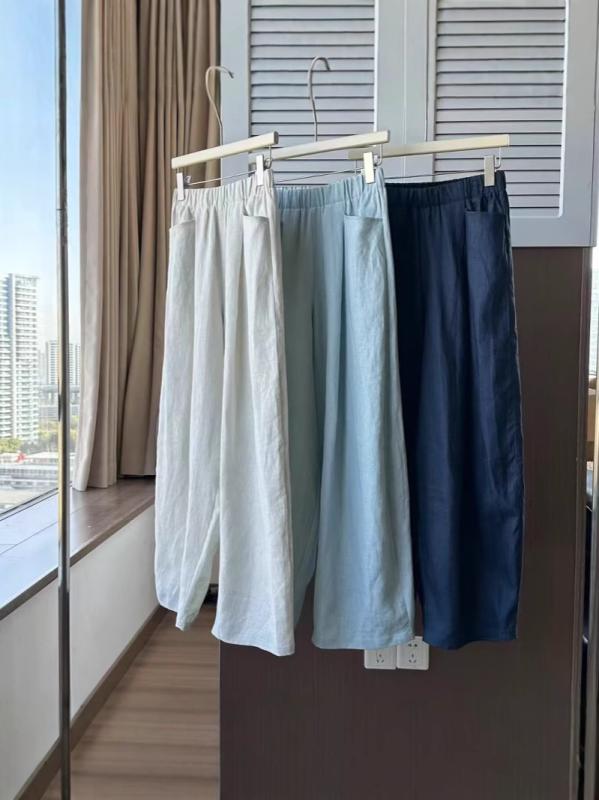 パンツ レディース 麻 リネン ハーレムパンツ サルエルパンツ ゆったり ルーズ 高見え 体型カバー 美脚 9分丈 薄手 カジュアル 通勤 普段使い 春夏 アイボリー ブルー ネイビー2｜clearstore 7,688円