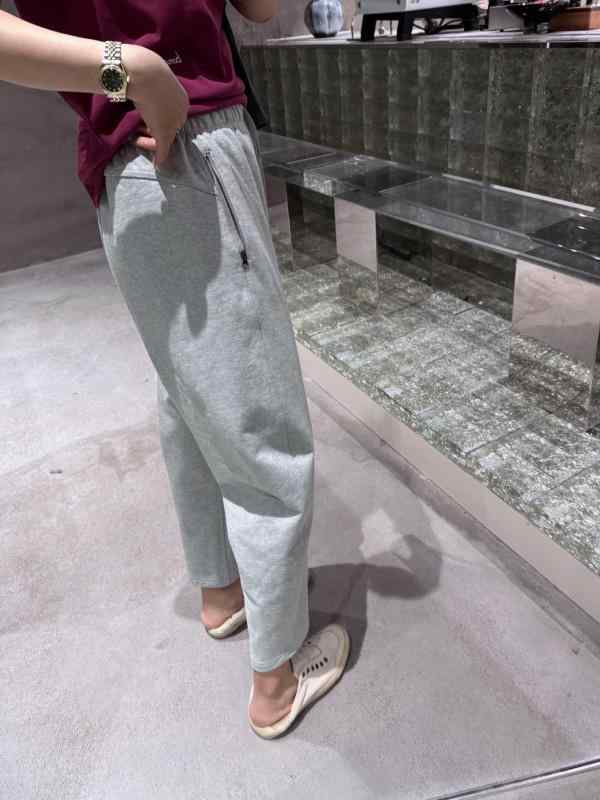 パンツ レディース 9分丈 リラックスパンツ コットン 伸縮ウエスト ストレートパンツ ライトグレー ゆったり かわいい 日韓スタイル 普段使い