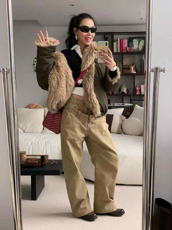 パンツ レディース カーキ色 デニム ワークパンツ ローライズ ジーパン ズボン ボトムス ゆったり ルーズフィット ストリート アメカジ