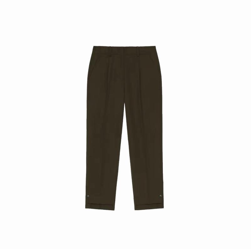 パンツ レディース 春夏 高見え テーパードパンツ ポリエステル 混紡 ウール 伸縮性 高腰 9分丈 シワになりにくい 通勤 オフィス カジュアル きれいめ 美脚 ブラック カーキ2