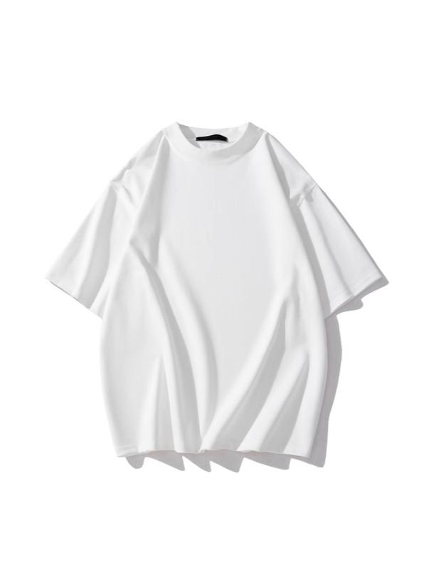 Tシャツ 男性用 380g 厚手 無地 半袖 ドロップショルダー トップス カットソー 綿100% コットン 春夏 秋冬 黒 白 杏色 グレー ブラウン カジュアル