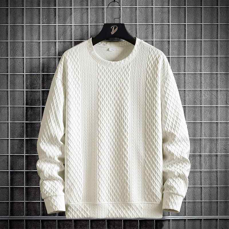 Tシャツ メンズ 男性用 秋物 スウェットシャツ 長袖 丸首 提花 無地 ゆったり 大きめサイズ 裏起毛 トップス 普段使い 部屋着