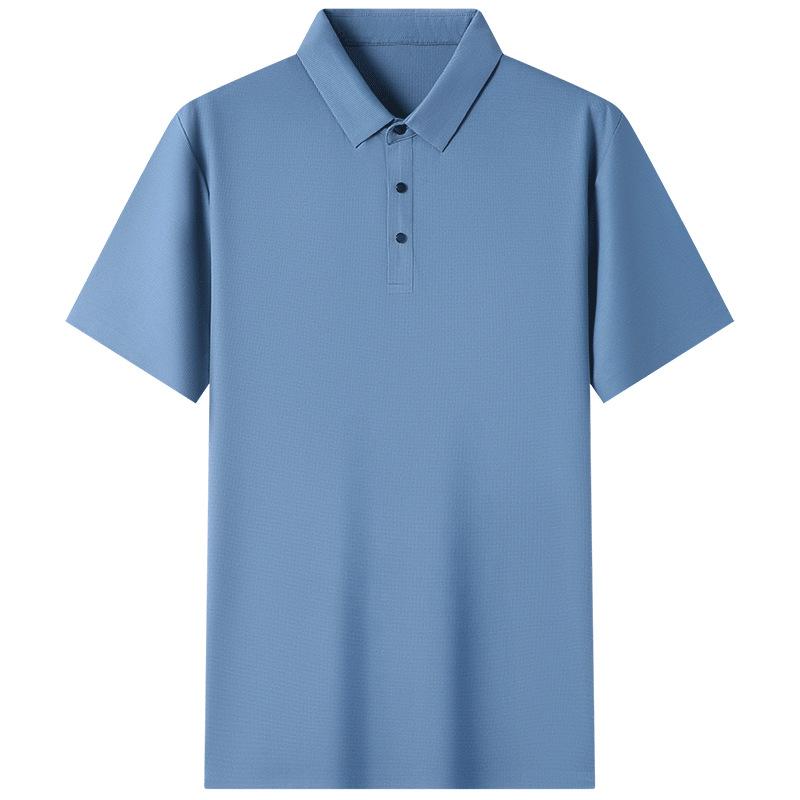 Tシャツ メンズ 半袖 接触冷感 翻襟 トップス 無地 紳士服 普段使い 中年 男性用 墨? 浅? 粉? 中? 深灰 漂白 ブラック