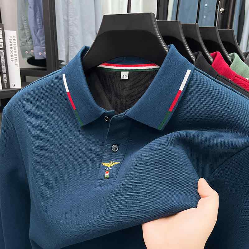 Tシャツ 男性用 長袖 厚手 裏起毛 コットン 刺・墸 ミドルエイジ 紳士服 カットソー トップス 秋冬 あったか 暖か 保温 ブルー グリーン ブラック ワインレッド ダークグレー