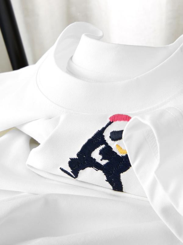 Tシャツ メンズ 男性用 半袖 スリムフィット 薄手 コットン プリント 刺繍 クルーネック トップス カットソー カジュアル スタイル 通気性