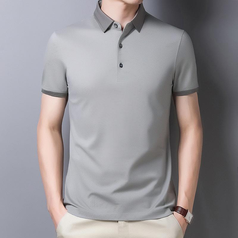 Tシャツ 男性用 半袖 桑蚕? トップス ビジネス カジュアル ポロシャツ 接触冷感 吸湿速乾 紳士 無地 白 黒 グレー 春夏