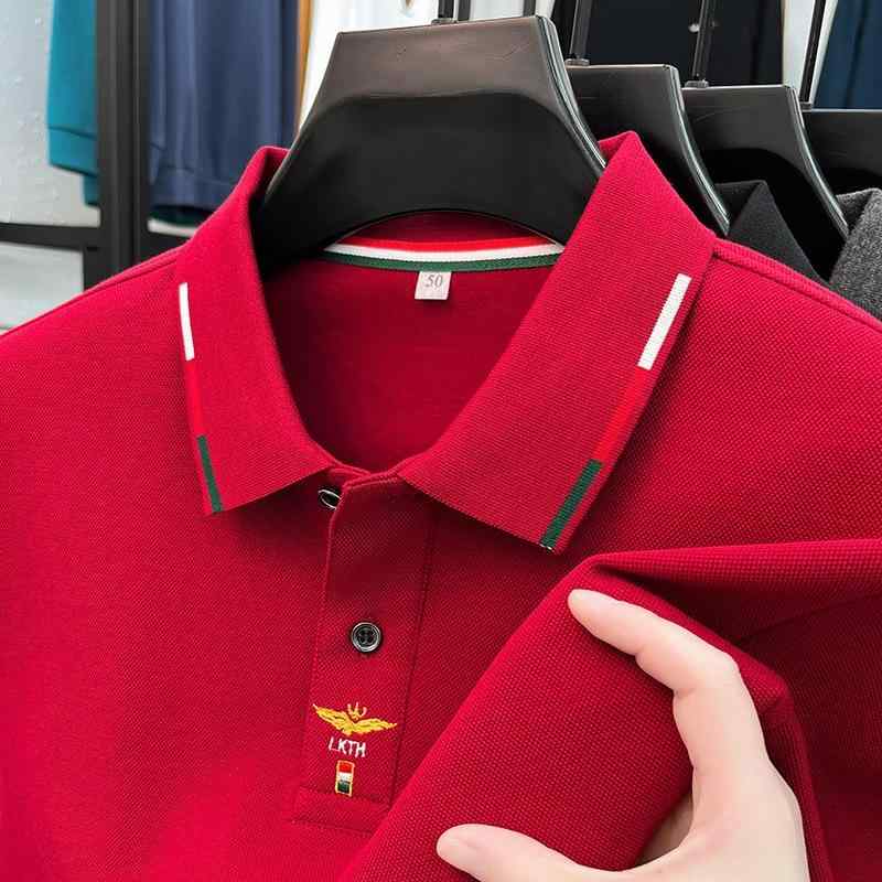 Tシャツ メンズ 男性用 長袖 ポロシャツ コットン 翻襟 リブ裾 ゆったり 普段使い トップス カットソー 春秋 赤色 紺色 黒色 緑色 グレー