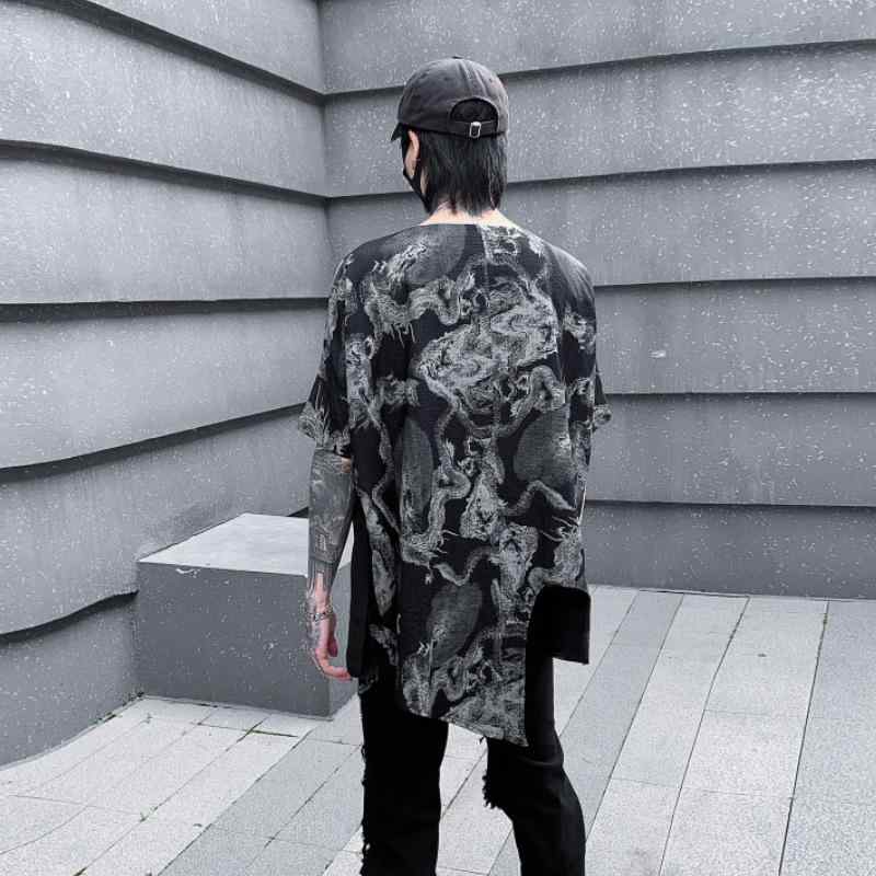 Tシャツ 男性用 半袖 迷彩柄 ポリエステル ラウンドネック ゆったり 普段使い 韓国風 ブラック