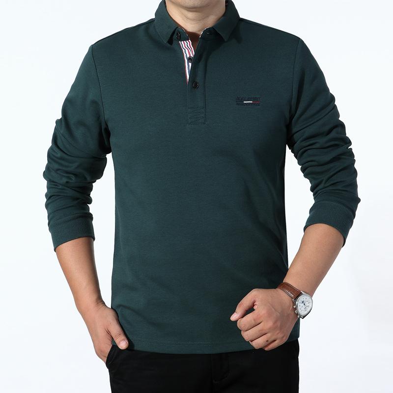 Tシャツ メンズ 男性用 翻襟 長袖 コットン 無地 トップス カジュアル 普段使い 赤 グレー 墨緑 深青2