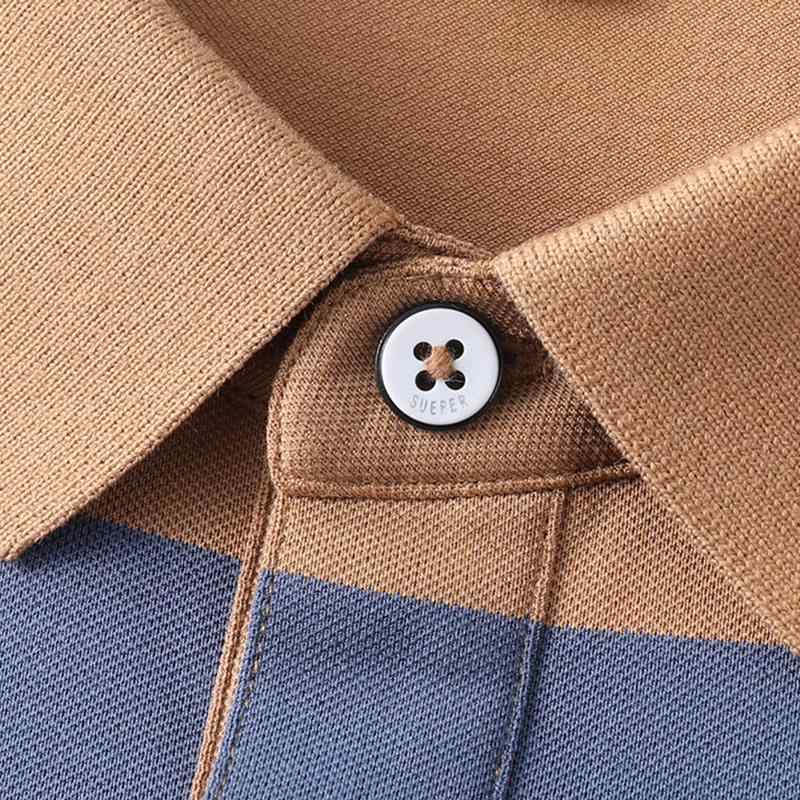 Tシャツ 男性用 紳士服 カジュアル トップス ストライプ柄 襟付き コットン混紡 吸湿速乾 30代40代 ビジネス 普段使い
