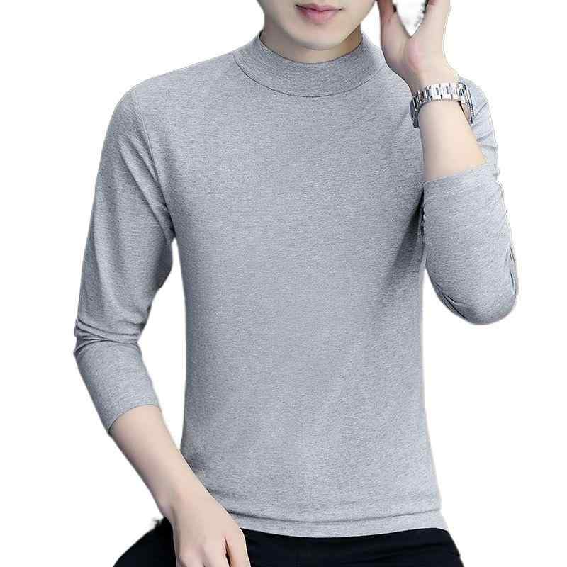 Tシャツ 男性用 長袖 秋冬 薄手 コットン ハイネック インナーシャツ 無地 スリムフィット トップス カットソー 黒 グレー 白 春秋 5,028円