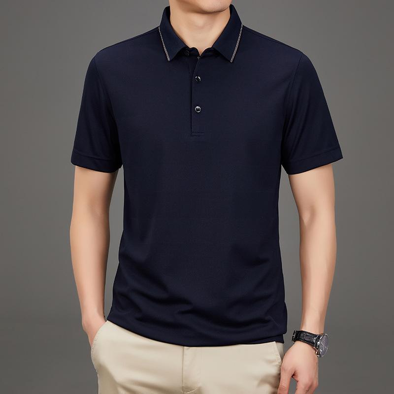Tシャツ メンズ 男性用 トップス 接触冷感 半袖 ポロシャツ風 襟付き 無地 涼しい 薄手 普段使い リラックス 部屋着 春夏