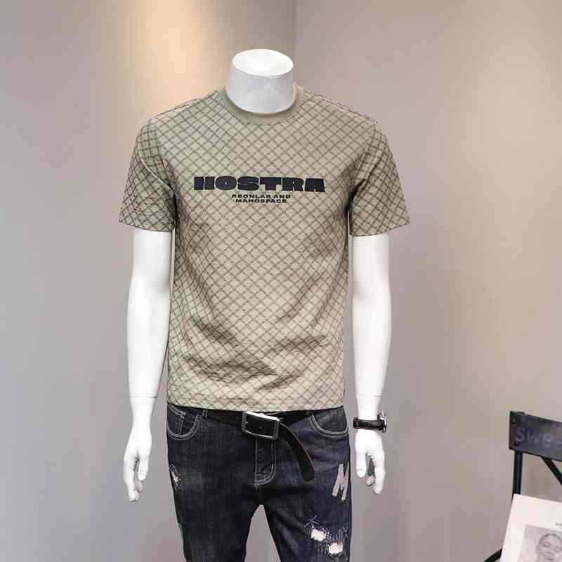 Tシャツ 男性用 リネンブレンド 半袖 薄手 ラウンドネック プリント 吸湿速乾 接触冷感 カットソー トップス カーキ色 白色 黒色