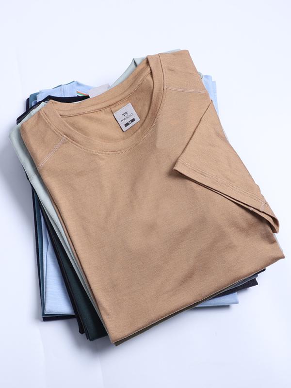 Tシャツ 男性用 メリノウール 吸湿速乾 スポーツウェア アウトドア 登山 ランニング 半袖 丸首 黒 水色 グレー 緑 紺 超軽量 通気性