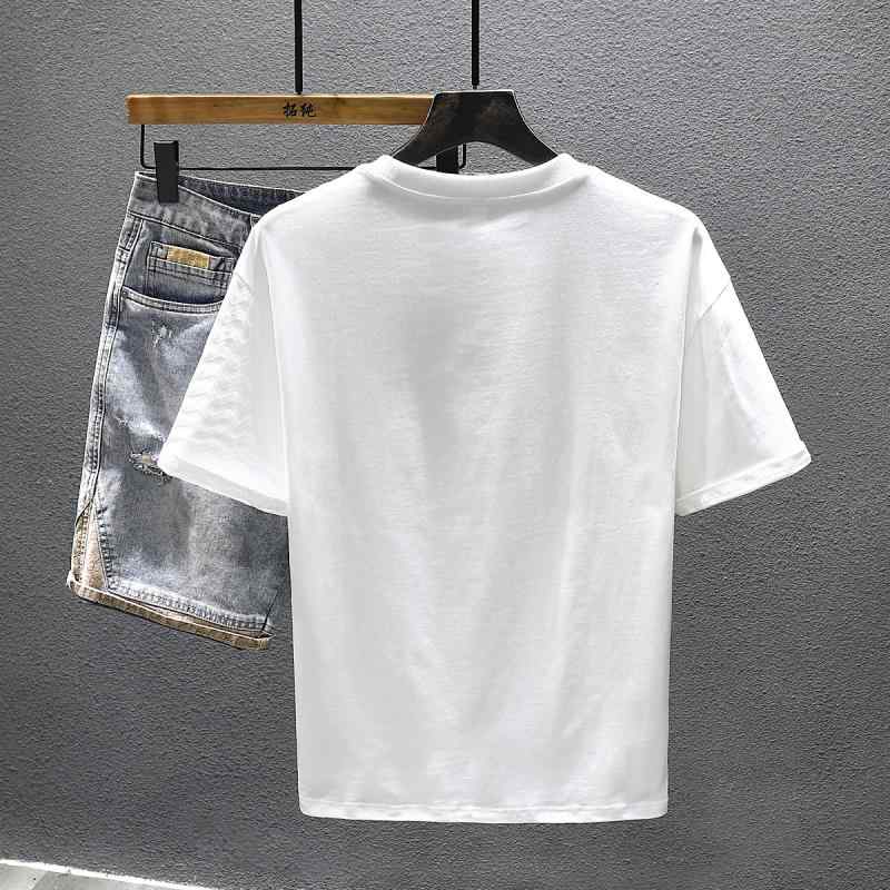 Tシャツ 男性用 コットン 半袖 春物 幾何学模様 プリント ゆったり カジュアル