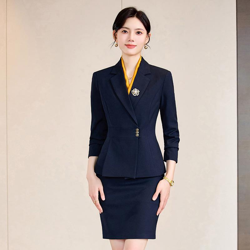 スーツ レディース 秋冬 ホテル フロント 受付 正装 事務服 フォーマル 紺 黒 グレー ポリエステル 粘性繊維 膝丈スカート パンツ 白シャツ 黒シャツ S M L XL XXL XXXL XXXXL2