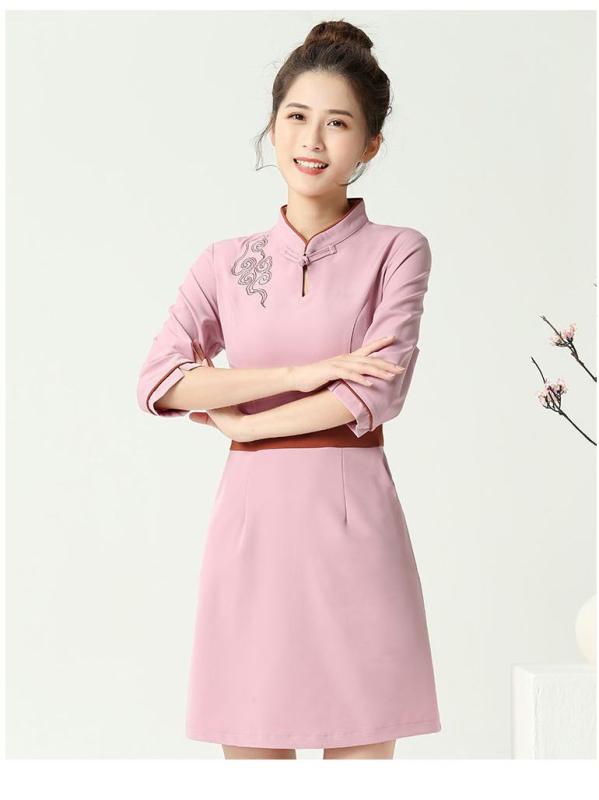 衣装 レディース 秋 御役目着 エステ 赤ちょうちん 制服 揉み療治 沐足 ヘルスケア 息抜き設立 美容院 技術家 ユニフォーム 吸湿速乾 サクラ色系 紺色 緑であること 半袖 七分袖 綿織物 雑ぜ合わせる2