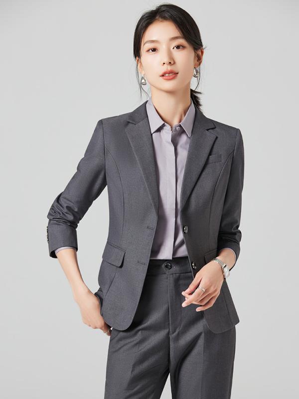 ジャケット レディース 秋冬 高級感 面接 オフィス 制服 事務服 フォーマル テーラードジャケット パンツ 黒 紺 グレー ポリエステル2｜clearstore