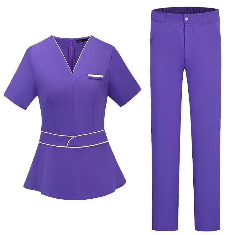 エステユニフォーム レディース 美容師 秋 冬 上下セット 施術着 スパ サロン 制服 ポリエステル 吸湿速乾 接触冷感 パンツスーツ2