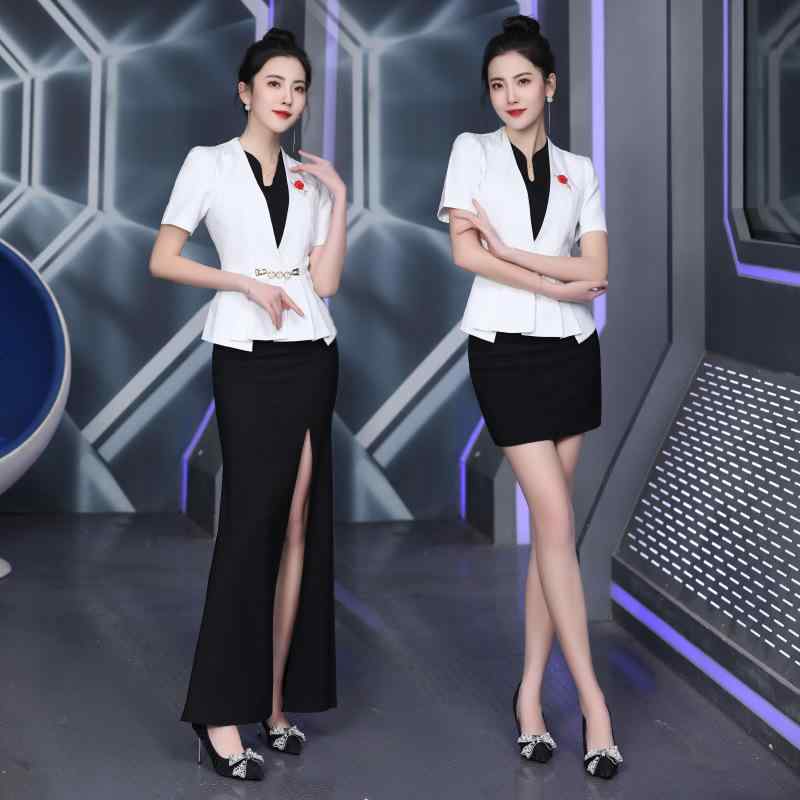 制服 レディース ホテル KTV バー キャバクラ ????クラブ ショートパンツ セットアップ ポリエステル 吸湿速乾 ブラック ピンク系2