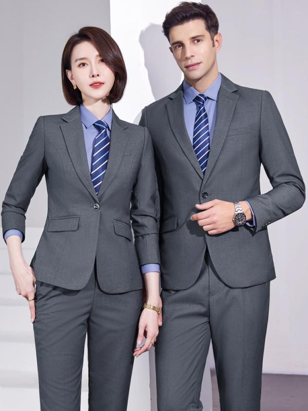 スーツ レディース メンズ ビジネス フォーマル 上下セット パンツ スカート ジャケット ブラウス 長袖 男性用 女性用 仕事着 オフィス 通勤 無地 洗える 形状記憶 紺 黒 グレー ブルー2