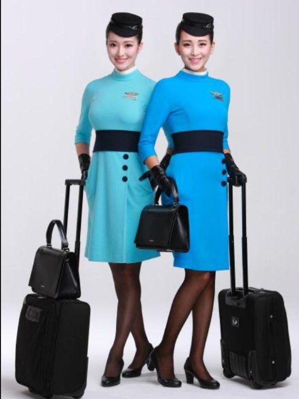 ワンピース レディース 半袖 空港 航空 会社 制服 美容 ?? ジュエリー 化粧品 面接 吸湿速乾 S M L XL XXL 水晶彩藍 スカイブルー