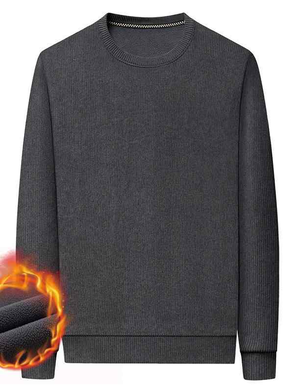 Tシャツ 男性用 裏起毛 トップス 無地 長袖 ラウンドネック カットソー 普段使い リラックスウェア ポリエステル 吸湿速乾 通気性 伸縮性 グレー カーキ ブラック