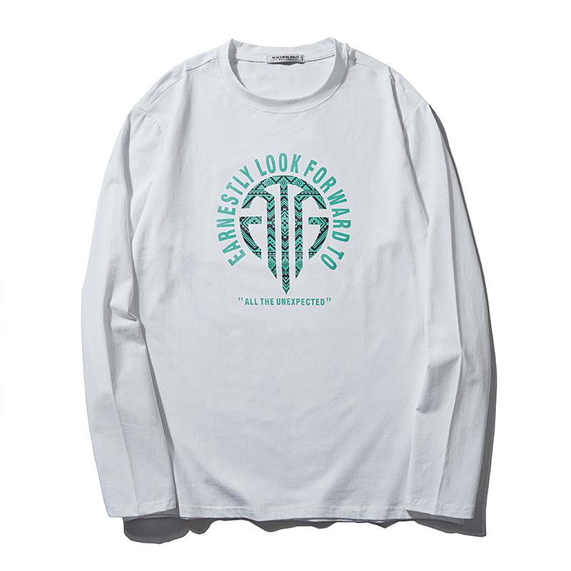 Tシャツ 男性用 長袖 ラウンドネック 大? コットン プリント 薄手 カジュアル ブラック ホワイト 大きいサイズ2