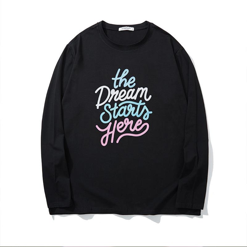 Tシャツ 男性用 長袖 コットン プリント ゆったり 大きいサイズ 紺色 黒色 カーキ 深灰色 ブラウンレッド 春秋 スポーティー2