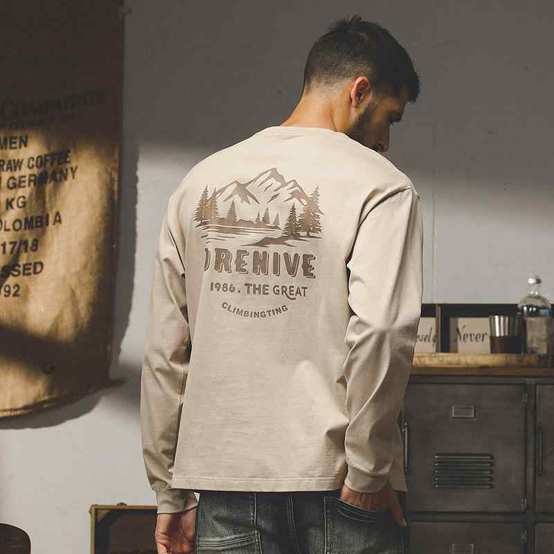 Tシャツ メンズ 男性用 長袖 トップス 秋物 ビッグシルエット ラウンドネック コットン ゆったりサイズ カレッジロゴ アメカジ