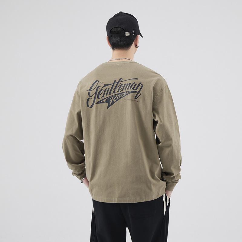 Tシャツ 男性用 長袖 丸首 コットン ルーズサイズ ストリート系 トップス カットソー