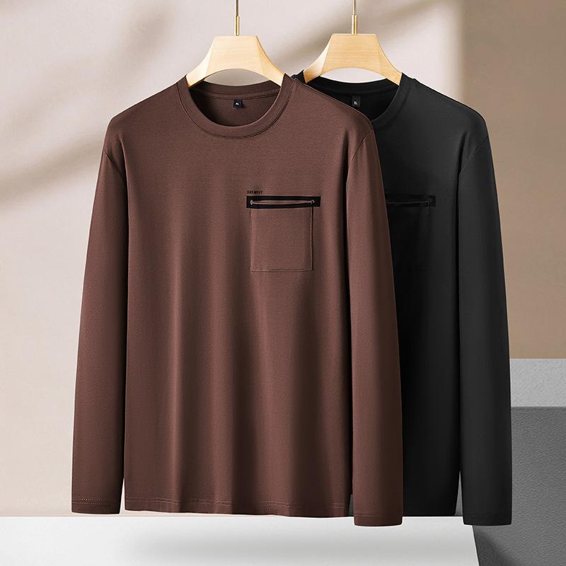 Tシャツ 男性用 モダール カットソー 長袖 無地 春秋 大きいサイズ ゆったり ラウンドネック インナー 普段使い デイリー