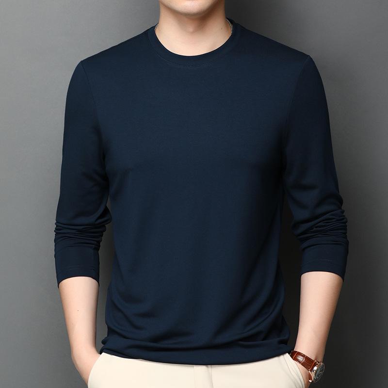 Tシャツ メンズ 男性用 長袖 薄手 モーダル 無地 カットソー トップス プルオーバー クルーネック 白 赤 グレー 黒 紫 青 緑 M L XL 2XL 3XL 4XL 普段使い